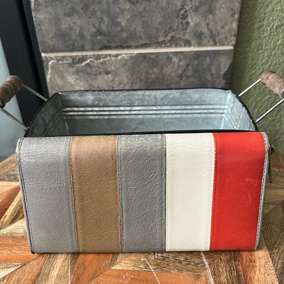 Balenciaga Long Wallet Gray Red Multi Leather - Picture 2 of 10